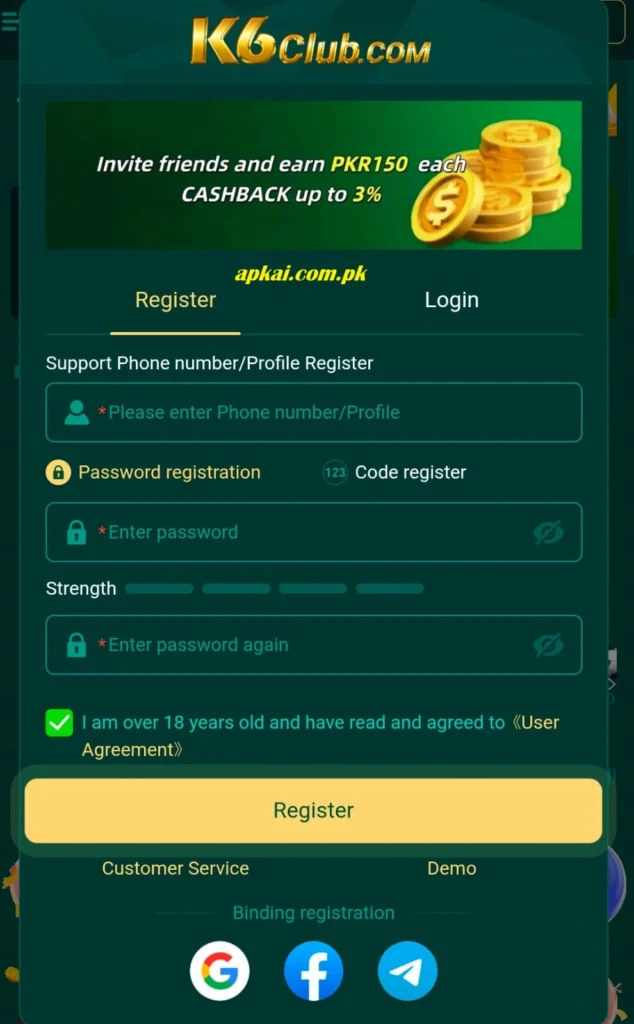 k6club login